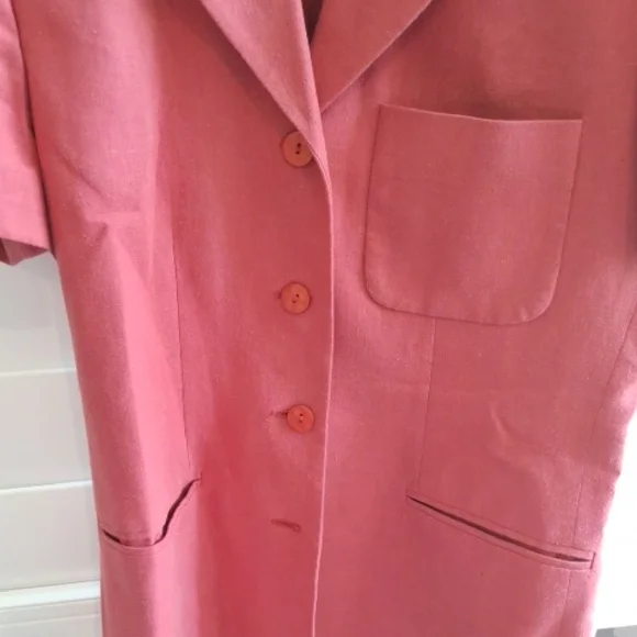 Style & Co Sport Blazer with Classic Lapel Coral Color Short Sleeve Pant Suit - Picture 6 of 16